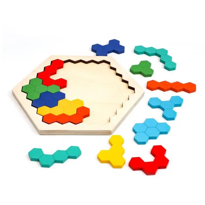 Puzzle 3D Hexagonal en Bois pour Enfant
