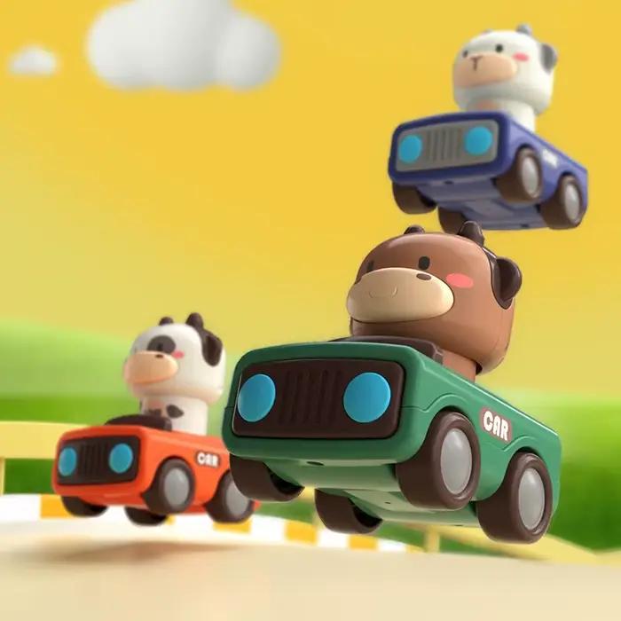 Jouet de voiture d'animal de dessin animé-presse pour déplacer un jeu de véhicule amusant pour les enfants