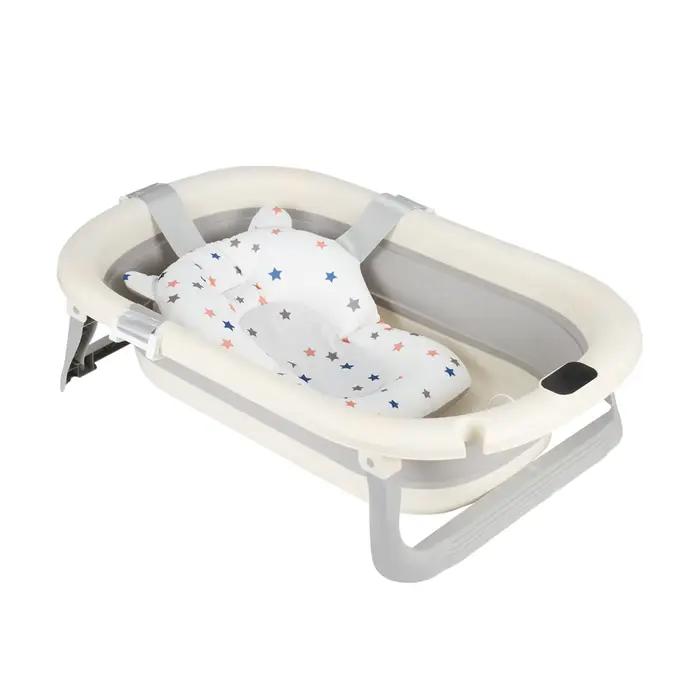 Baignoire Bébé Pliable - Avec Coussin De Bain Et Thermomètre Intégré - Idéal Pour Cadeau De Naissance Fille Ou Garçon