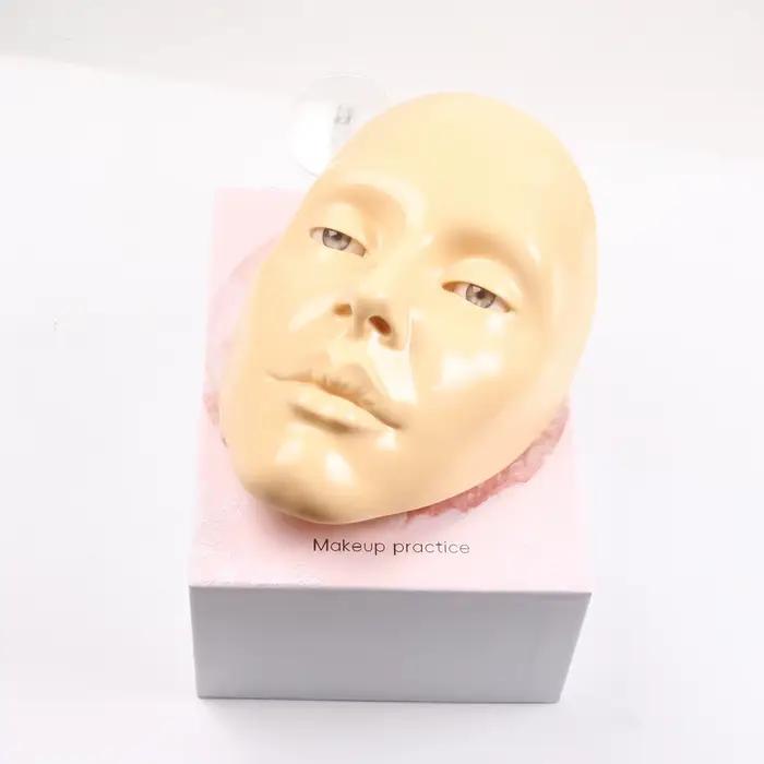 Modèle d'entraînement complet pour le maquillage du visage, mannequin en silicone 5D avec peau bionique, yeux, sourcils, cils et fard à paupières pour débutants en maquillage