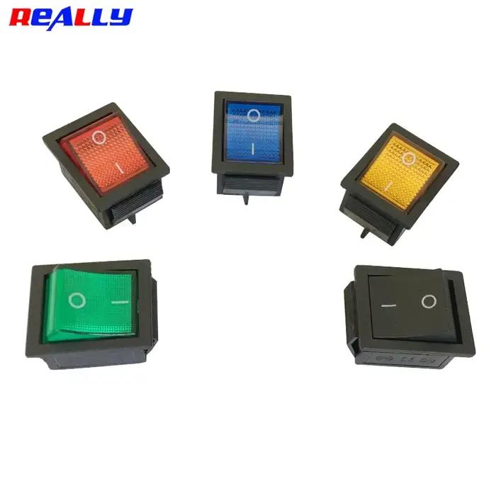 Interrupteur à bascule pour bateau KCD4, 4 broches, 2 positions, commande marche-arrêt STSP, bleu, vert, jaune, rouge, 16A, 220V, éclairé, 5 pièces