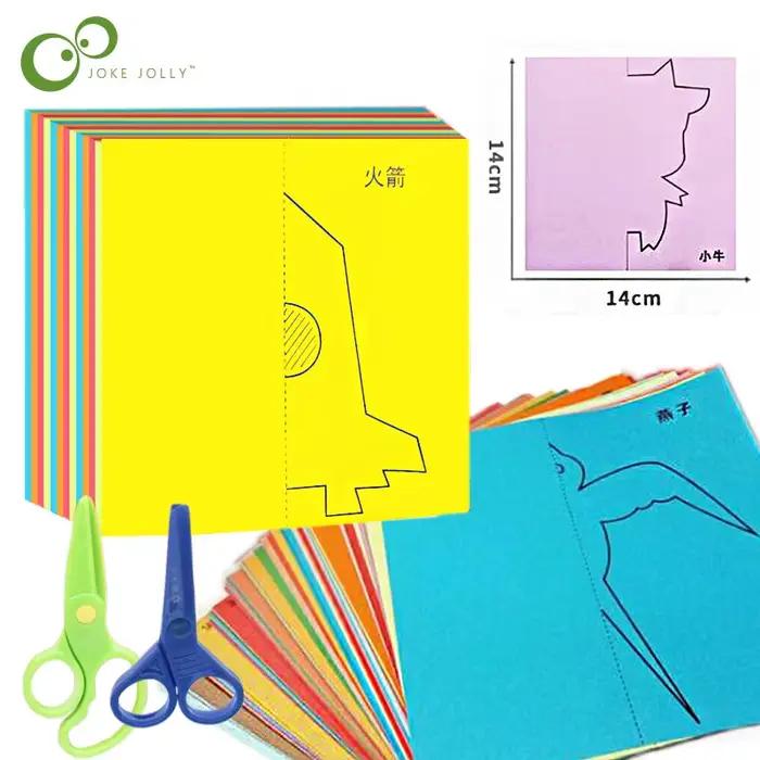 48 pièces/ensemble enfants dessin animé couleur papier pliant et coupe jouets/enfants kingergarden art artisanat bricola