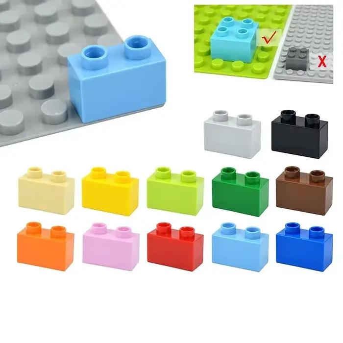 Blocs de construction épais de grande taille, 1x2 points, figurines assemblées, briques, jouets éducatifs pour enfants, compatibles avec grandes particules Duploes pour enfants