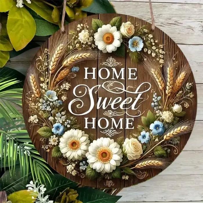 La maison vintage est une douce panneau circulaire en bois suspendu