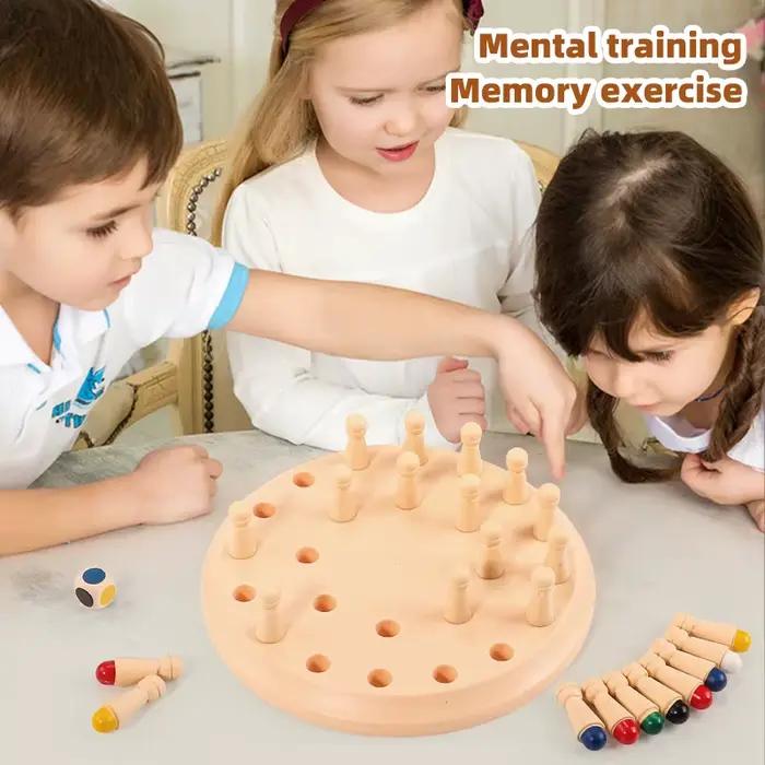 Bâton de mémoire en bois, jeu d'échecs de couleur, puzzle de société, jouet éducatif Montessori, capacité cognitive, jouets d'apprentissage pour enfants