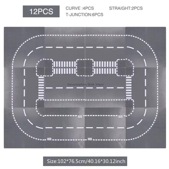 Lot de 4 Plaques de Base pour Scènes Urbaines, Plaques de Base Classiques pour Blocs de Construction, Accessoires MOC DIY pour Scènes de Ville