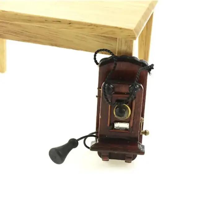 1:12 maison de poupée Miniature Antique montage mural téléphone Style Vintage salon chambre cuisine meubles accessoires