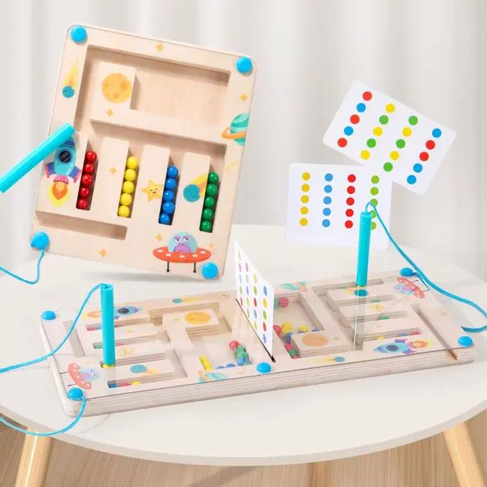 Jeu de labyrinthe à billes magnétiques pour enfants - Cognition des couleurs et des nombres