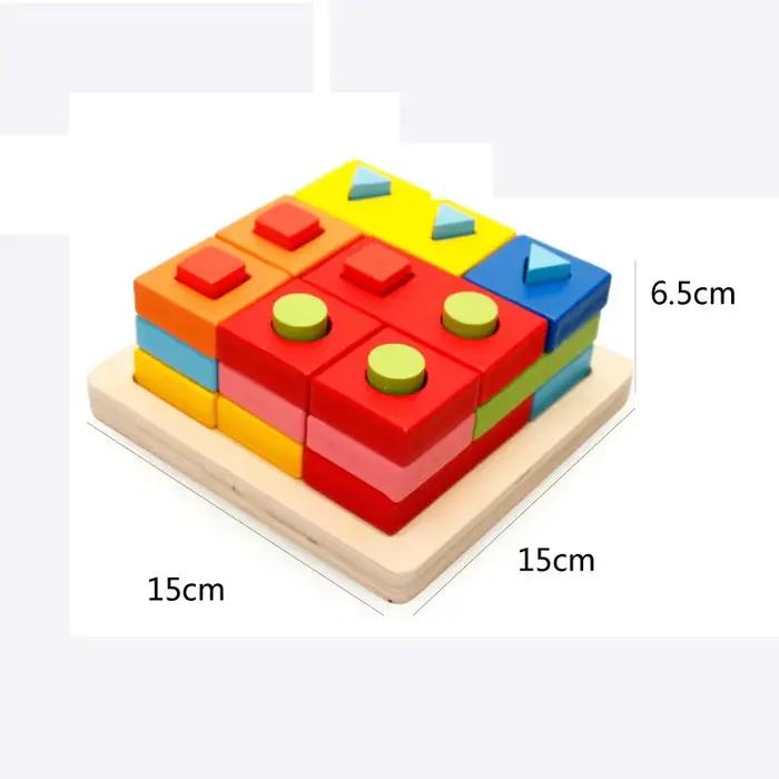 Jouets pour bébé, blocs géométriques en bois, planche assemblée en forme, enseignement Montessori, éducation penchée, construction, bloc à découper, jouet assorti