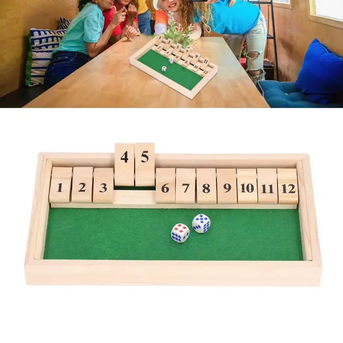 Jeu de société de dés ZK20 en bois de pin avec 12 tuiles numérotées pour bar KTV maison de thé et occasions spéciales