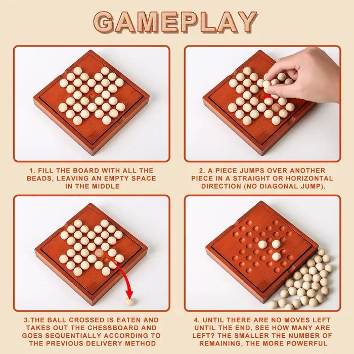 AIUAZA en bois indépendant unique Noble échecs jeu de bureau éducatif pour enfants classique cheville Solitaire jouets en gros