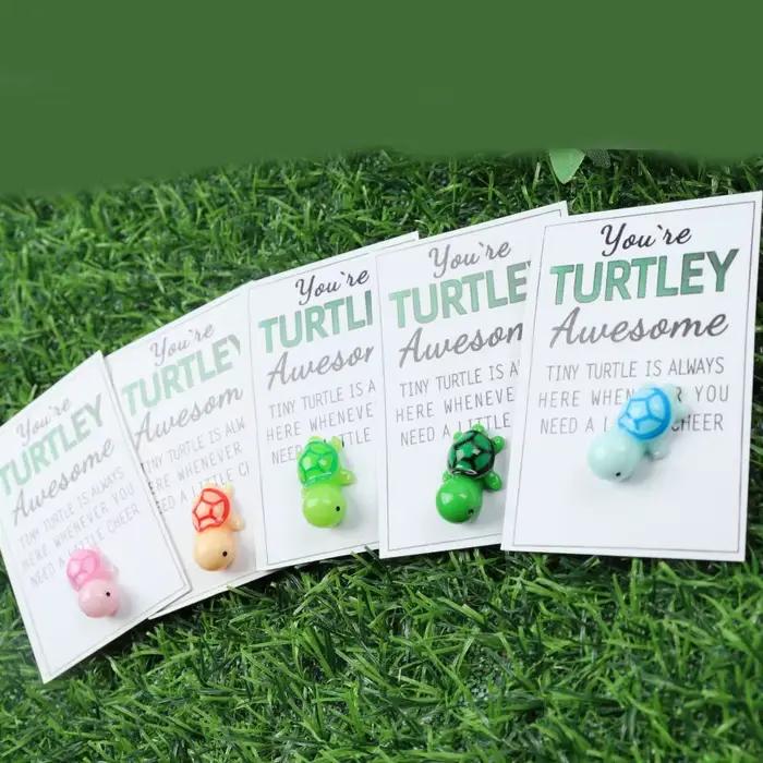 Mini cartes tortue câlin 20 pièces avec message inspirant «You're Turtley Awesome » - Parfaites pour les cadeaux pour les amis et la famille