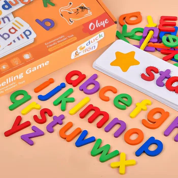 26 cartes de cognition des lettres anglaises, jeu d'orthographe et d'association, jouets éducatifs pour enfants, jeu de table
