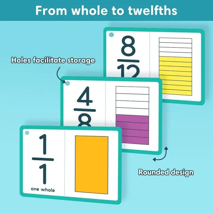 Cartes flash de chiffres de fraction pour l'école primaire