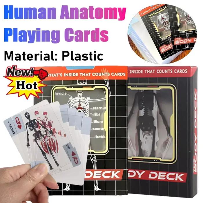 Cartes de Poker d'anatomie humaine, 1 à 3 pièces, cartes à jouer squelette, cartes à jouer en plastique imperméables, jeu de société amusant pour Halloween