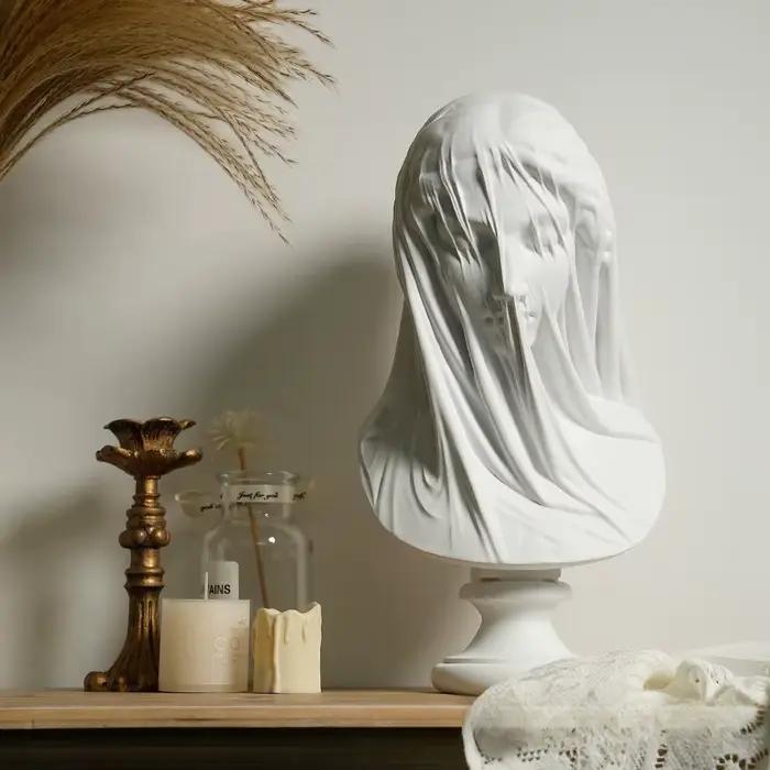 Statue de déesse grecque, buste de dame voilée, cadeaux classiques de la mythologie romaine, Sculpture de jeune fille, décorations d'étagère de bureau pour salon de maison