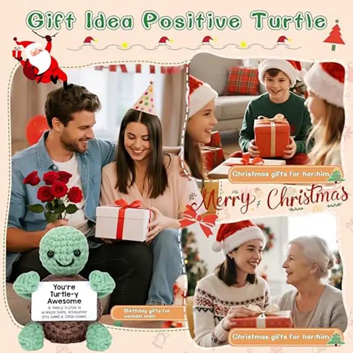 Mini tortue amusante, cadeaux de noël et d'anniversaire pour femmes, hommes, grands-enfants, bas, trucs mignons, décorations positives au Crochet