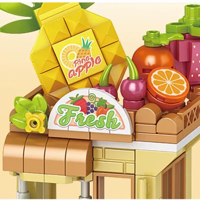 Blocs de construction de ville, magasin de fruits, magasin de fleurs, ensemble de modèles de maison, décor de bureau, jouets DIY pour enfants, cadeau de noël et d'anniversaire
