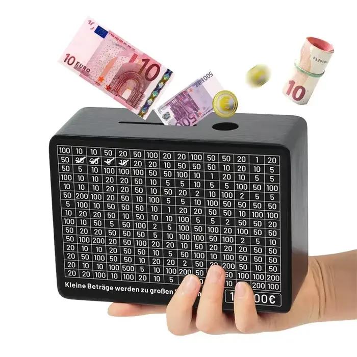 Tirelire en bois noir avec compteur