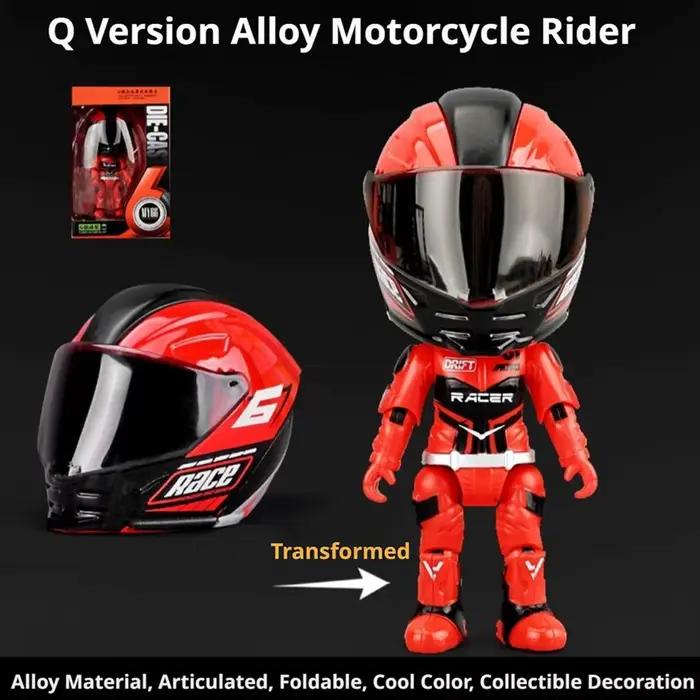 Figurine de motard en alliage Q à l'échelle 1:12, articulations flexibles pour diverses postures de conduite, casque, ornements de bureau pour enfants