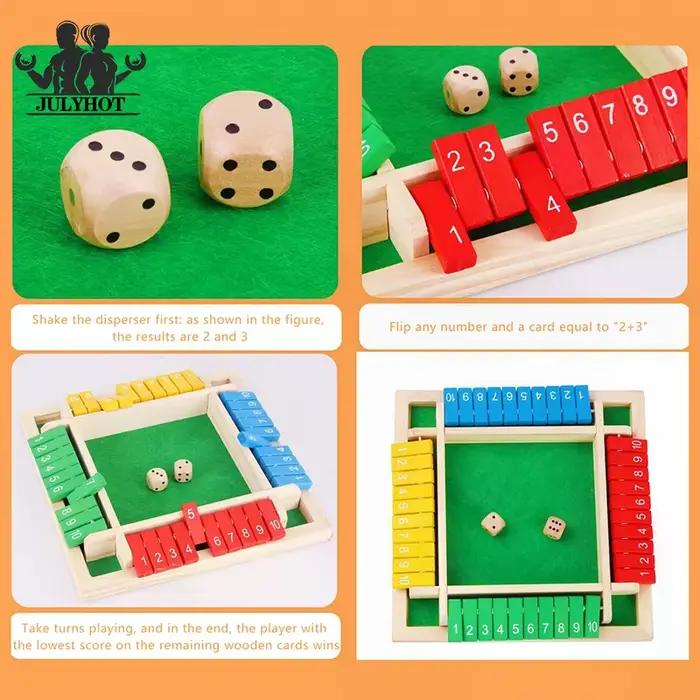 Jeu de société Shut The Box à 10 chiffres sur quatre faces