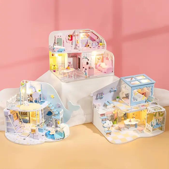 Maison de Poupée Kawaii En Bois Miniature Princesse Assemblage Éducative Pour Enfants Occasions Spéciales