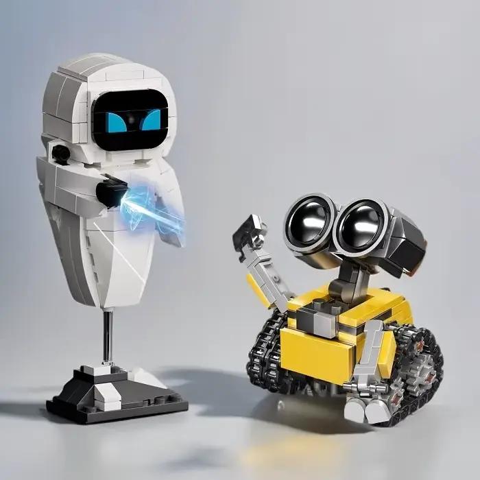 Kit de Modélisation Robot à Petites Particules Wall.E Eve, Figurine d'Action, Jouet Éducatif, à Construire, à Collectionner, Sans Effets Spéciaux, Cadeau