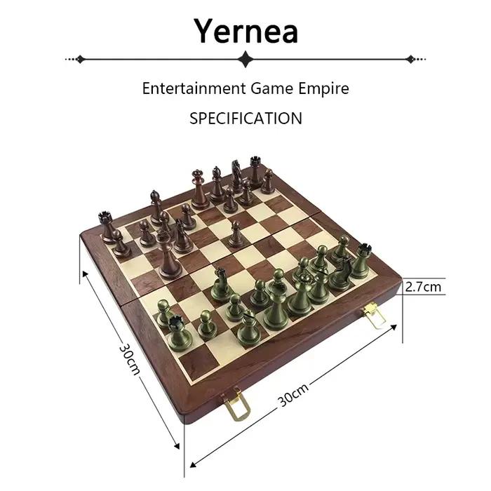 Classique En Alliage de Zinc Pièces D'échecs En Bois Échiquier Jeu