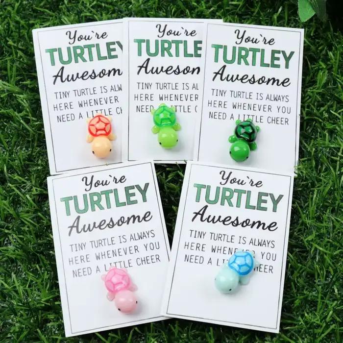 Mini cartes tortue câlin 20 pièces avec message inspirant «You're Turtley Awesome » - Parfaites pour les cadeaux pour les amis et la famille