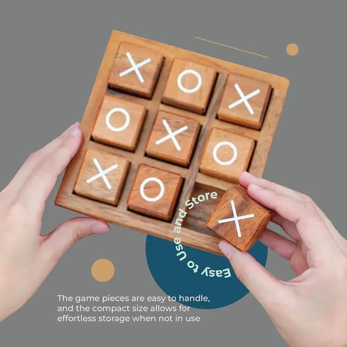 Ensemble de jeu tic tactoe en bois classique