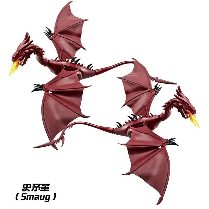 Série médiévale magique Dragon volant rouge Smaug flamme
