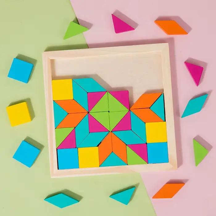 Puzzle en bois de formes géométriques pour tout-petits