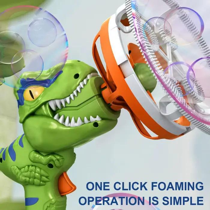 Pistolet à bulles de savon dinosaure électrique