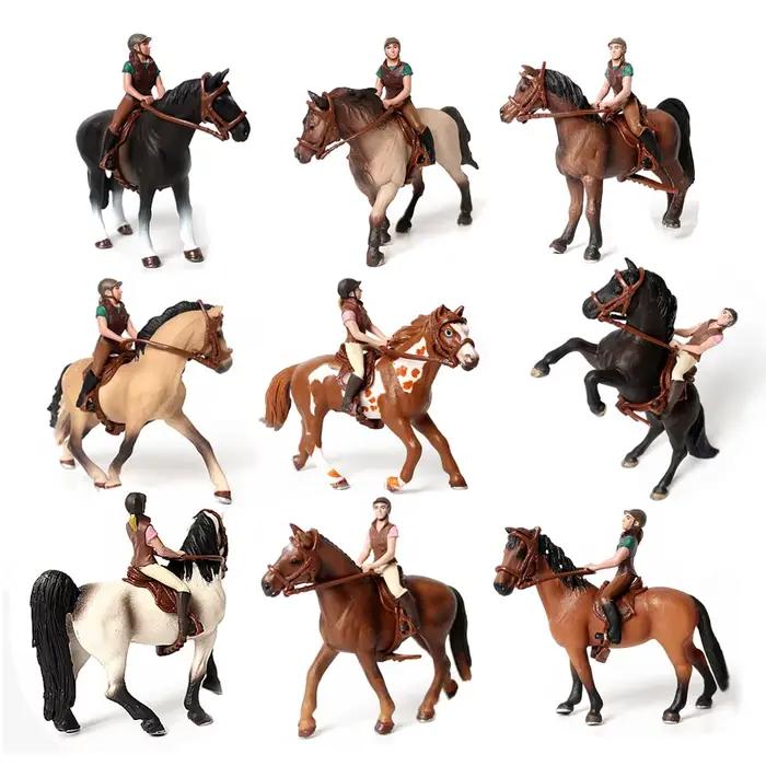 Cheval Playset Figurines d'animaux cavalier équestre figurine d'action ferme animaux en plastique jouet chevaux roman