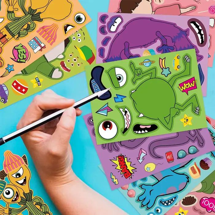 8/16 feuilles Disney monstres université enfants Puzzle autocollants faire un visage drôle assembler
