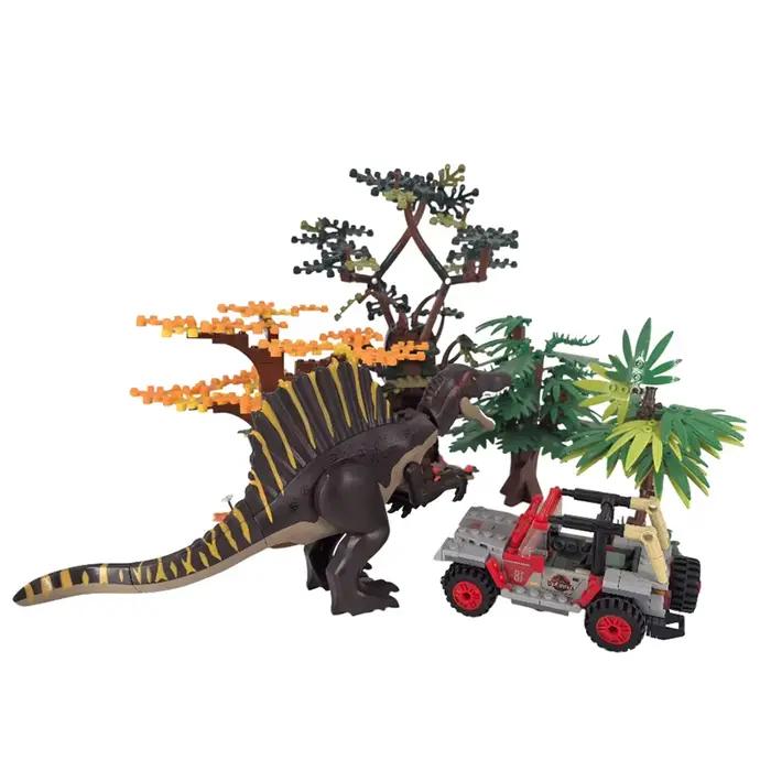 Ensemble de blocs de construction dinosaure Spinosaurus jouet d'aventure jurassique avec voiture tout terrain et arbres briques éducatives STEM pour occcasions spéciales imagination créative et développement des compétences