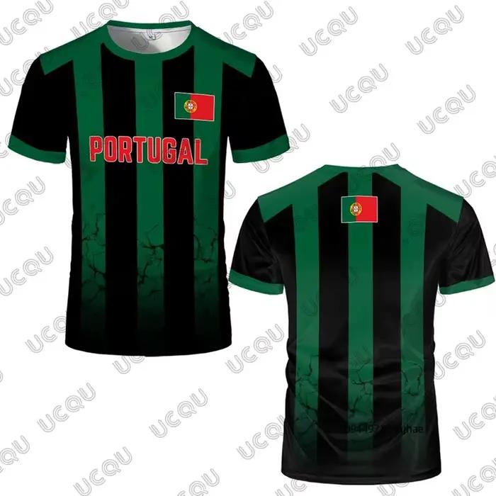 Maillot de football imprimé drapeau du Portugal été 2026 pour hommes et femmes, t-shirt de sport d'extérieur à manches courtes, décontracté pour enfants/adultes