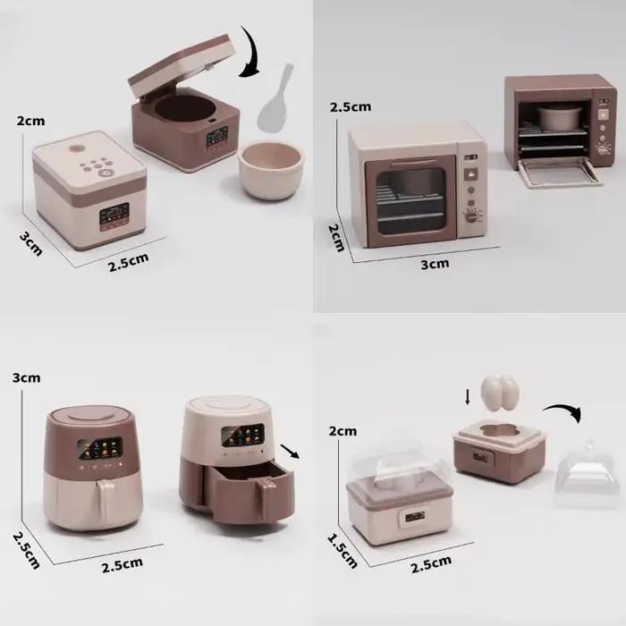 1 pièce Réplique réaliste de four à micro-ondes, cuiseur à riz et bouilloire à œufs, jouet de jeu de rôle pour maison de poupée 1:12, meubles et appareils électroménagers de cuisine
