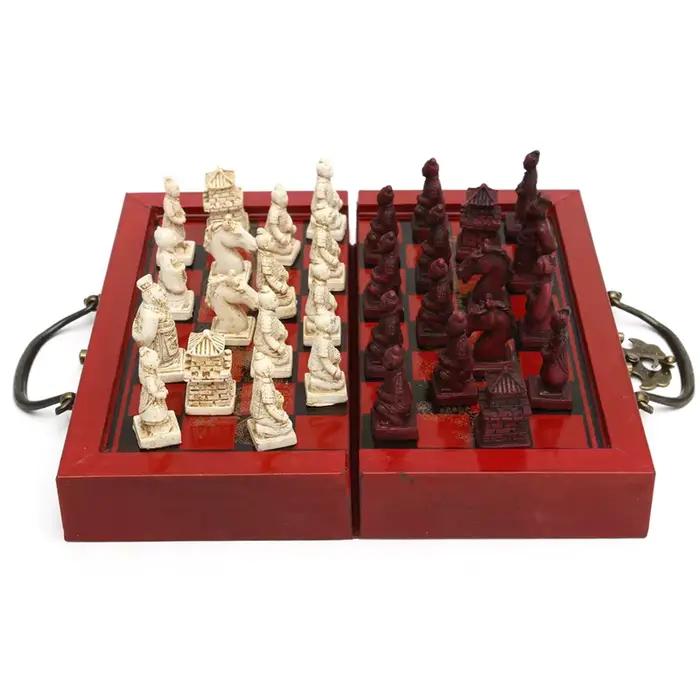 Jeu d'échecs chinois Antique en bois