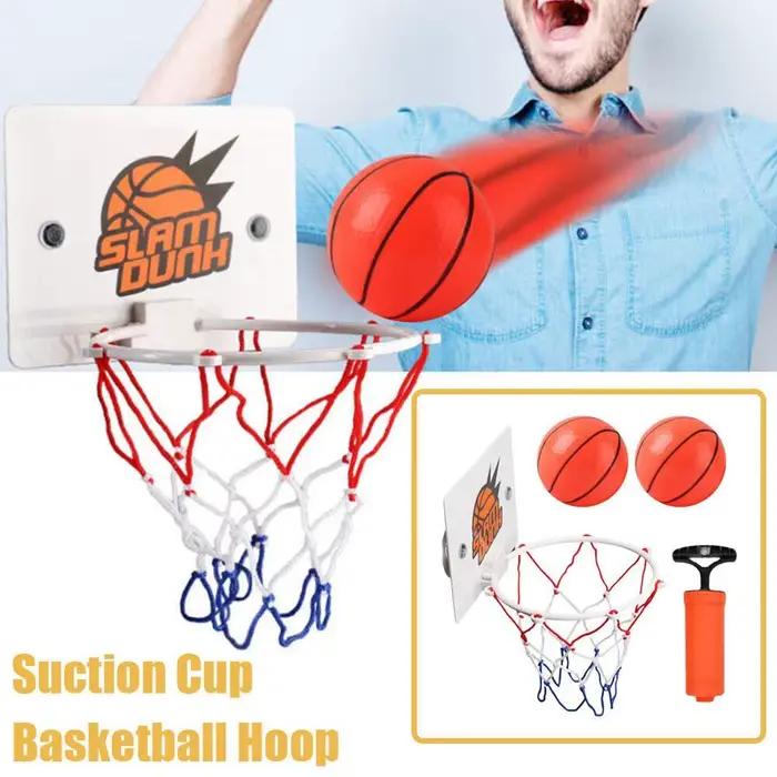 Panier de basket à ventouse avec 2 ballons, panier de basket d'intérieur pour l'entraînement, panier de basket pour la maison, le salon