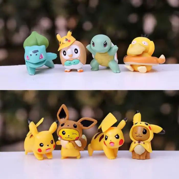 8 pièces Pokemon Mini figurines jouets Pikachu Psycanard écureuil Bulbasaur Miniature gâteau succulentes ornements Figure accessoires