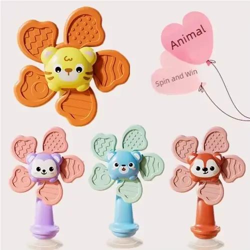 Jouet musical rotatif à ventouse pour bébé dessin animé sensoriel éducatif pour bain et activités sur table occasion naissance cadeau occasionnel développement cognitif pour tout-petits