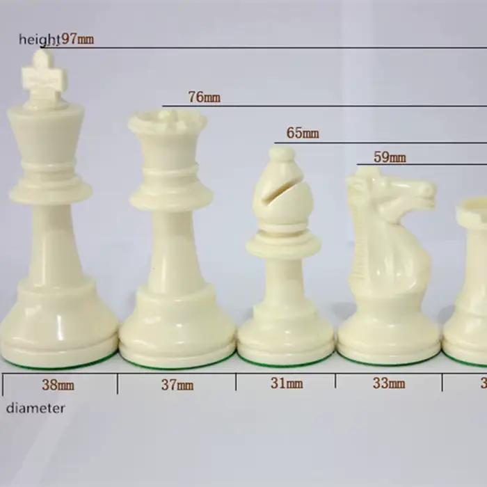 Jeu d'échecs Standard International, compétition King 97mm(3.82 pouces) grand jeu d'échecs en plastique avec échiquier 4 arrière