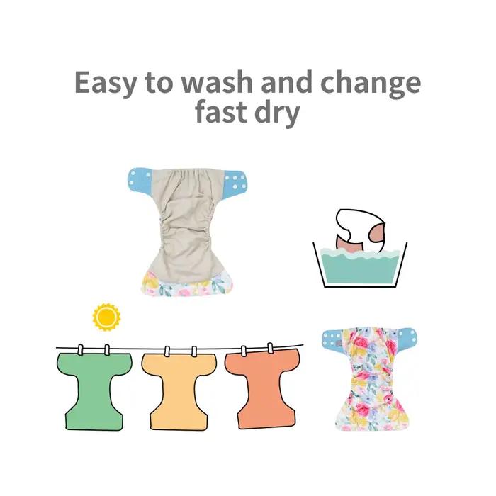 Ensemble de couches écologiques pour bébé taille unique en tissu gris foncé ajustable et lavable pour les bébés de 0 à 1 an occasions quotidiennes et spéciales