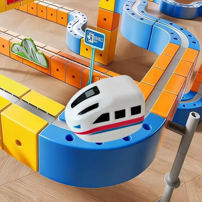 Jouet avant de voiture sur Rail assemblé magnétique polyvalent, jouets de voiture sur piste électrique éducatifs pour enfants, pistes de construction 3D, Rails cubiques