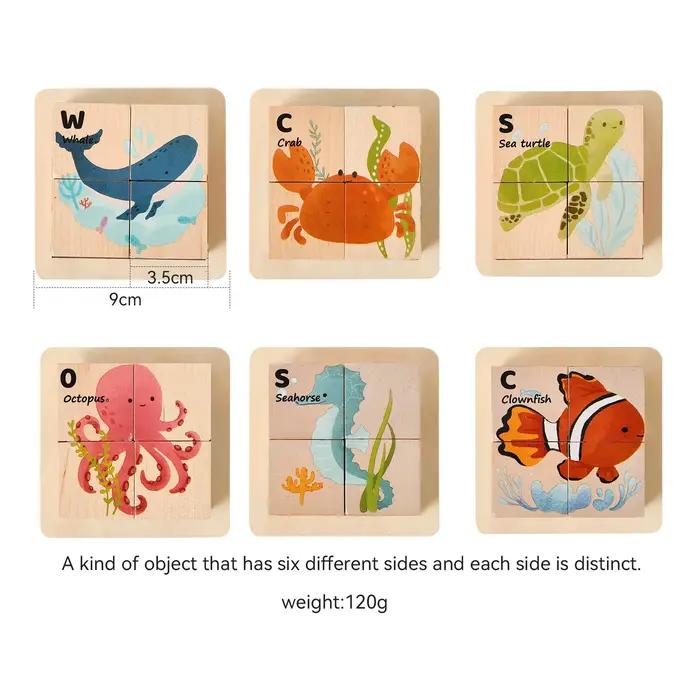 Blocs de puzzle en bois 6 en 1 pour tout-petits