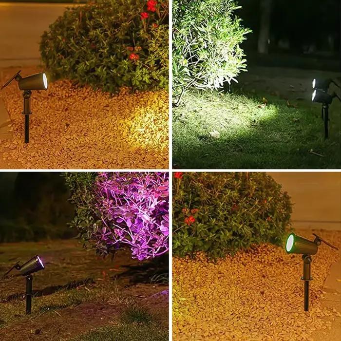 Spot Lumineux Solaire à 9 LED, Imperméable Conforme à la Norme IP65, Éclairage d'Extérieur RGB, Luminosité Réglable, Idéal pour un Jardin, une Cour ou des Palmiers