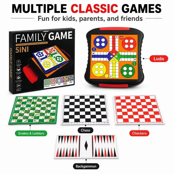 Ensemble de jeux de société 7-en-1 pour toute la famille