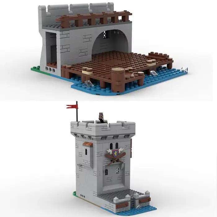 Jouet de blocs de construction MOC – ensemble de modèles de marché médiéval en bord de mer pour assemblage créatif – un cadeau festif adapté à tous les passionnés