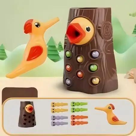 Jouets éducatifs Montessori : Jeu de attraper les vers en bois, jeux magnétiques pour tout-petits, développement du bébé, plateau d'activités, jouets de maisonnette